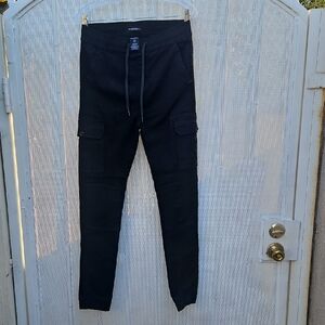 Society Black Cotton Joggers